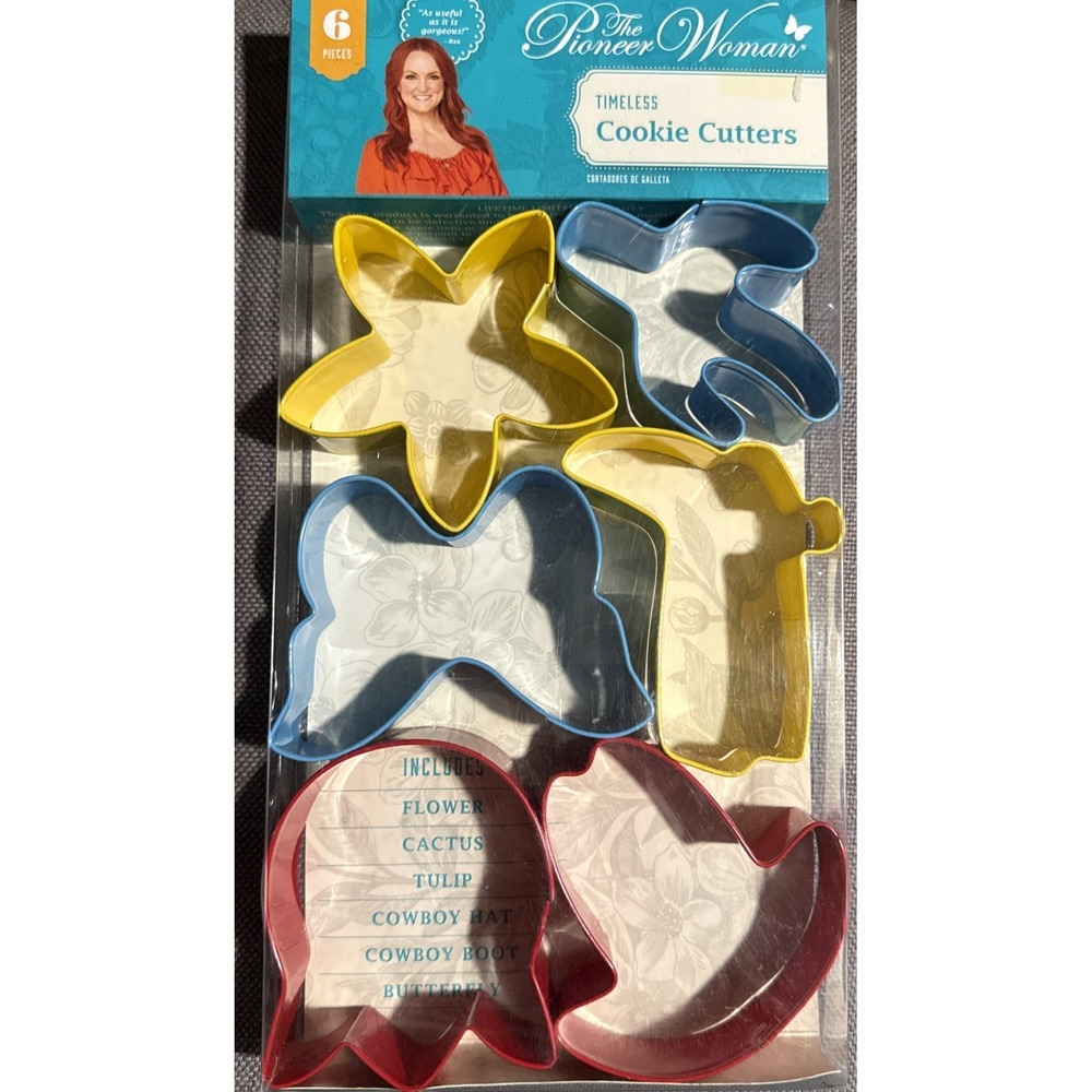 Pioneer Woman Timeless Cookie Cutters 6 pc‎ Set & Sugar Cookie Recipe New In Box